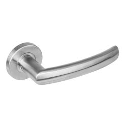Deurkruk 1278 Blok op rond rozet staal met 7mm nok RVS 
