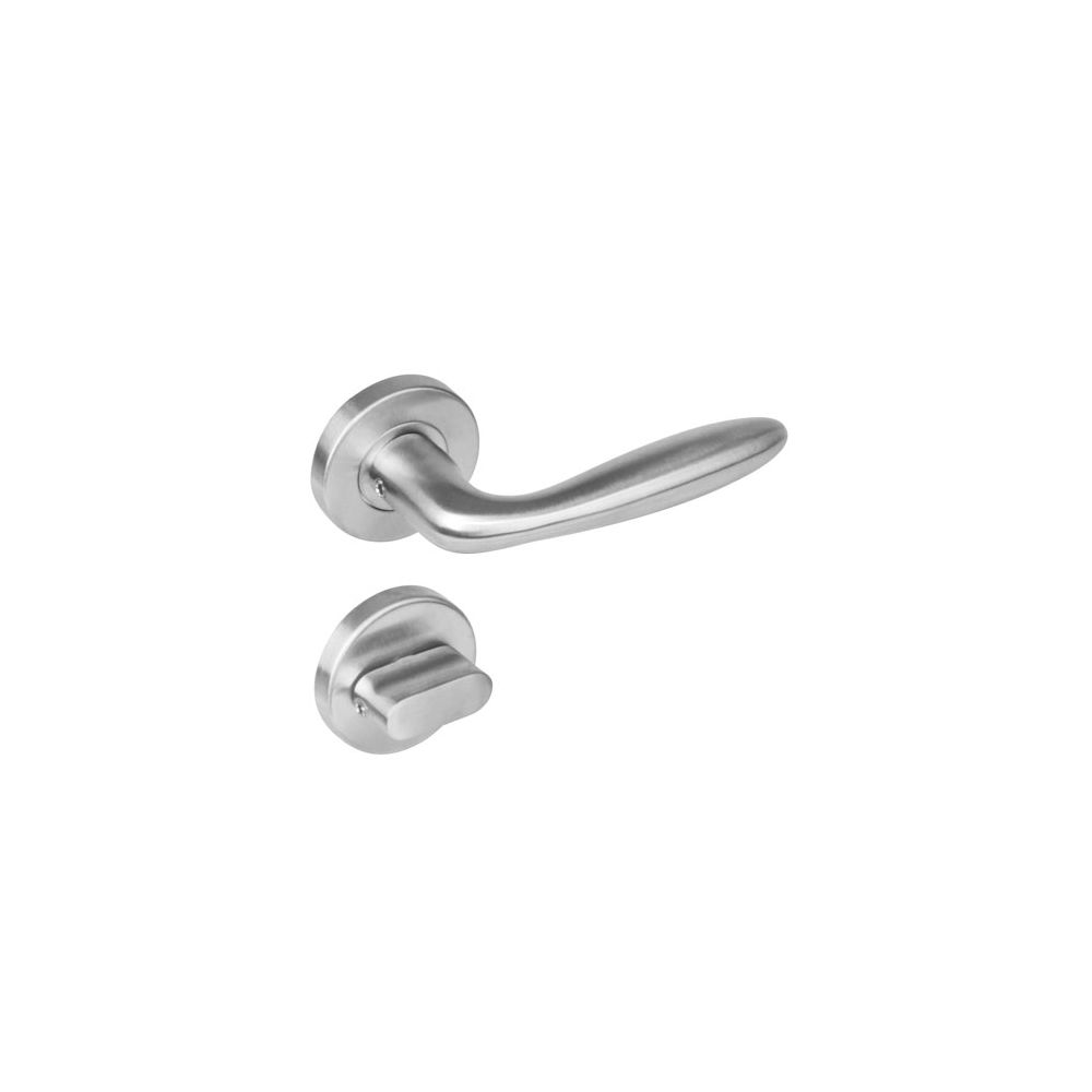 Deurkruk 1281 Jupiter op rond rozet staal met 7mm nok met WC 8mm RVS 