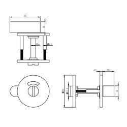 Intersteel Rozet met toilet-badkamersluiting plat verdekt 53x5mm - RVS/mat zwart
