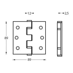 Kogellagerscharnier recht 3.5" (89x89x2,5) RVS 