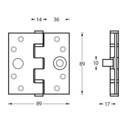 SKG3 Kogellagerscharnieren 3.5"" recht (89x89x3) RVS 