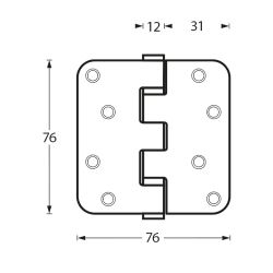 Kogellagerscharnier afgerond 3" (76x76x2,5) RVS 