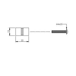 Knop recht ø13mm RVS  