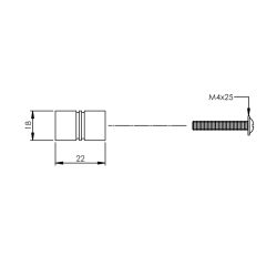 Knop recht ø18mm RVS  