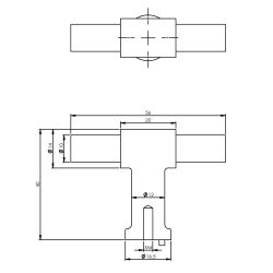 Knop T-vorm 20mm recht/recht RVS   