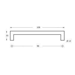 Greep hoek 892651 90° ø13mm/96mm RVS  