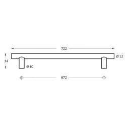 Keukengreep 897741 ø12/672/722mm RVS  