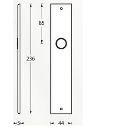 Langschild rechthoekig blind mat zwart