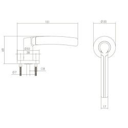 Deurkruk Elegant Fusion op rozet Ø 55mm EN1906/4 rvs geborsteld