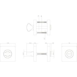 WC-sluiting 8mm vierkant 7mm nokken mat zwart
