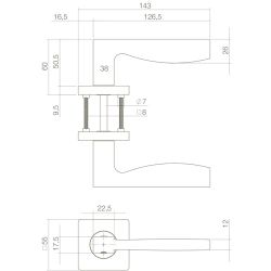 Deurkruk Apollo op vierkant rozet 7mm nokken mat zwart