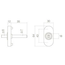 Basisplaat tbv raamkruk hals ø18mm mat zwart