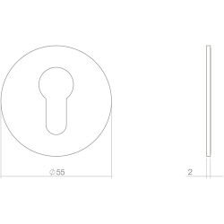 Sleutelplaatje renovatie zelfklevend, rond plat 55x2mm RVS