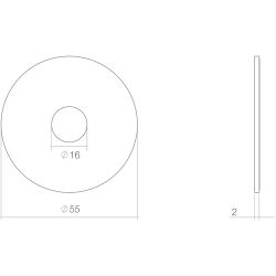 Sleutelplaatje renovatie zelfklevend, rond plat 55x2mm RVS