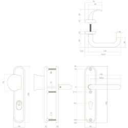 SKG3 Veiligheidsschilden geveerd greep/kruk PC-gat 55mm met kerntrek beveiliging RVS