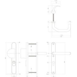 SKG3 smalschilden geveerd greep/kruk verkropt PC-gat 72mm met kerntrek beveiliging RVS