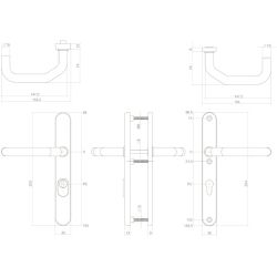 SKG3 smalschilden geveerd kruk/kruk verkropt PC-gat 72mm met kerntrek beveiliging RVS