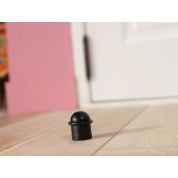 Deurstop met ring mat zwart
