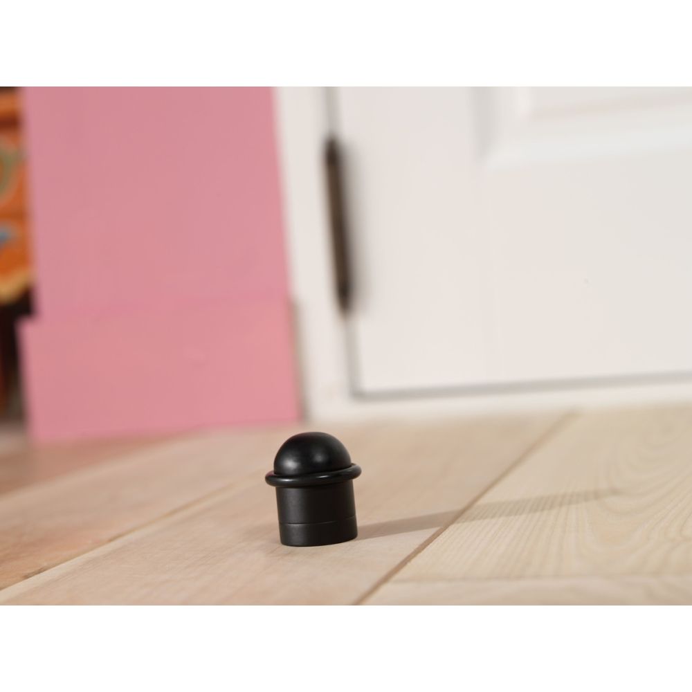 Deurstop met ring mat zwart