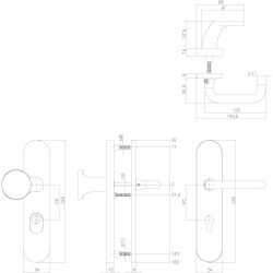 SKG3 Veiligheid-schilden greep/kruk PC 72mm met kerntrek beveiliging messing ongelakt